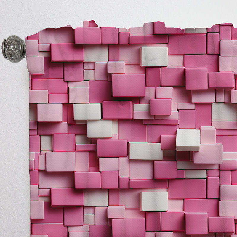 Pink and White Blockchain Blocks - Modern Curtain - Velvet Room Darkening - 1 Panel, 52" W x 108" L