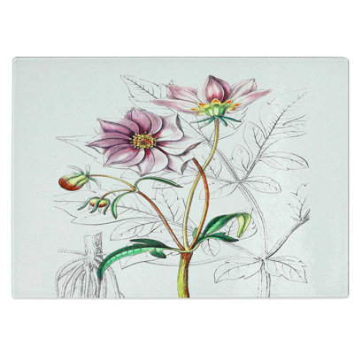Tempered Glass Dahlia Flowers Chopping Board
