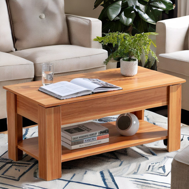 Najai 2 Tier Lift Top Coffee Table with Storage Living Room and Hidden Compartments