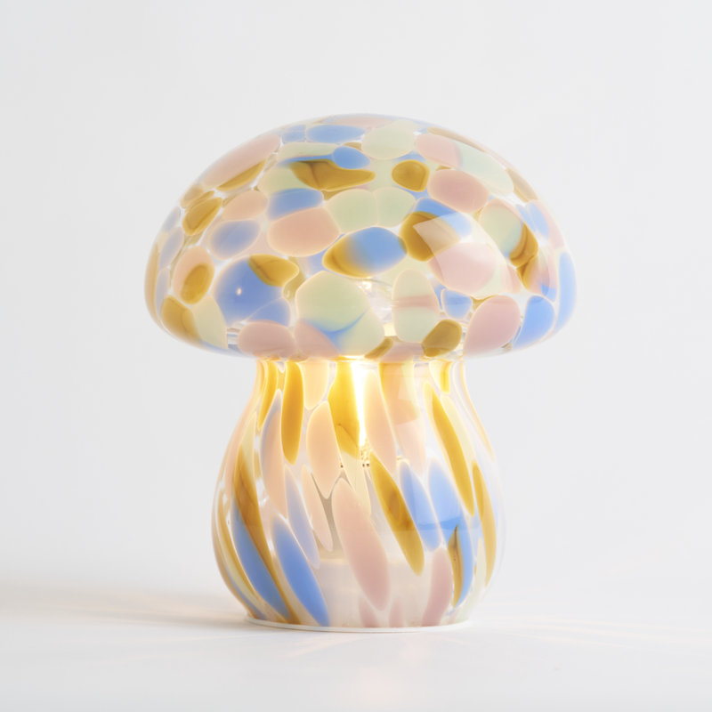 Portable Chubby Open Top Glass Mushroom Lamp, Kaleidoscope, Kaleidoscope