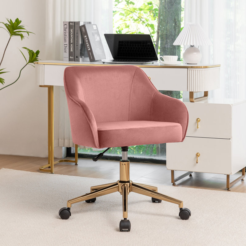Jace Velvet Office Chair, Pink