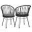 TAVON CHAIR, 2PCS avec 2 coussins, gris, durable et élégant Boho Chaises de salle à manger industrielles pour le patio et l'intérieur