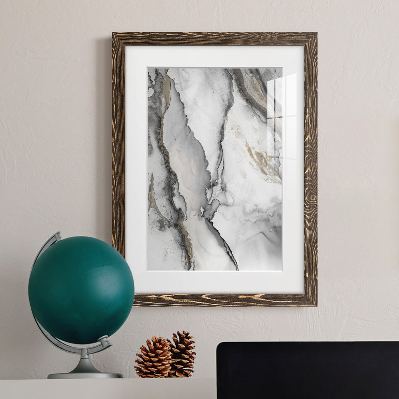 «Abstract Ink Fantasy I» - reproduction de cadre photo, Papier avec cadre noyer, H 43,5 po x l 31,5 po, Oui