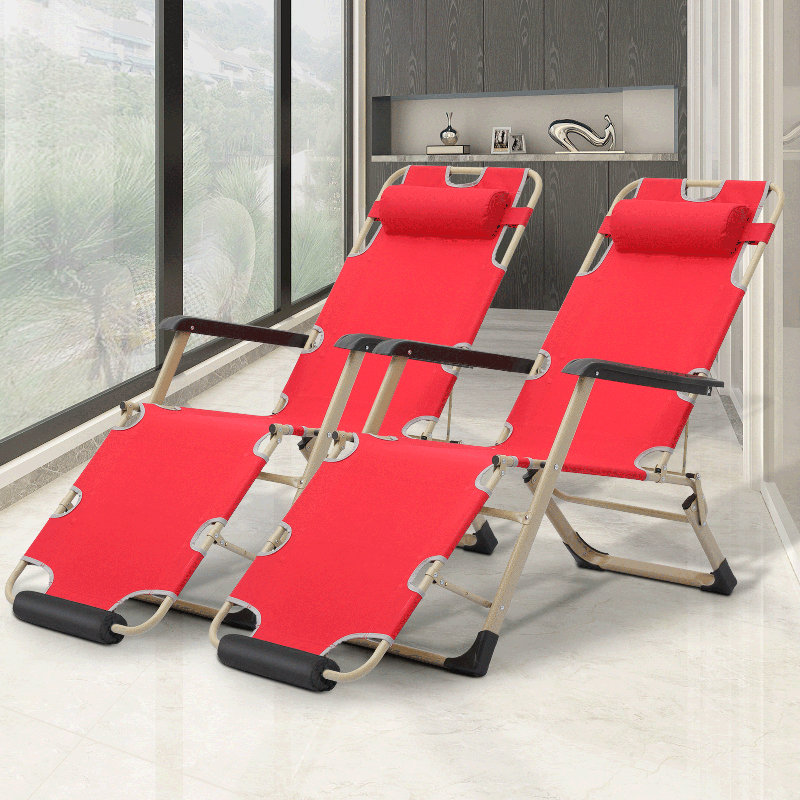 Fauteuil inclinable d'extérieur pliable Nermal, fauteuil inclinable pliable réglable avec repose-pieds en mousse, Rouge