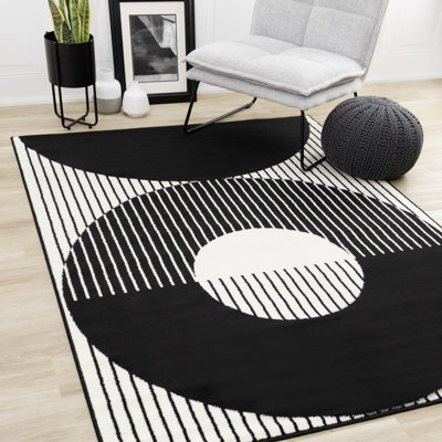 Fresno Black White Contrasting Modern Area Rug