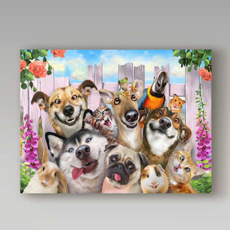 Goofy Garden Dogs Gallery-Wrapped Canvas Art Print