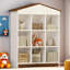 Support de rangement en forme de maison avec neuf compartiments de rangement et un design à blocs de couleurs-1525558447