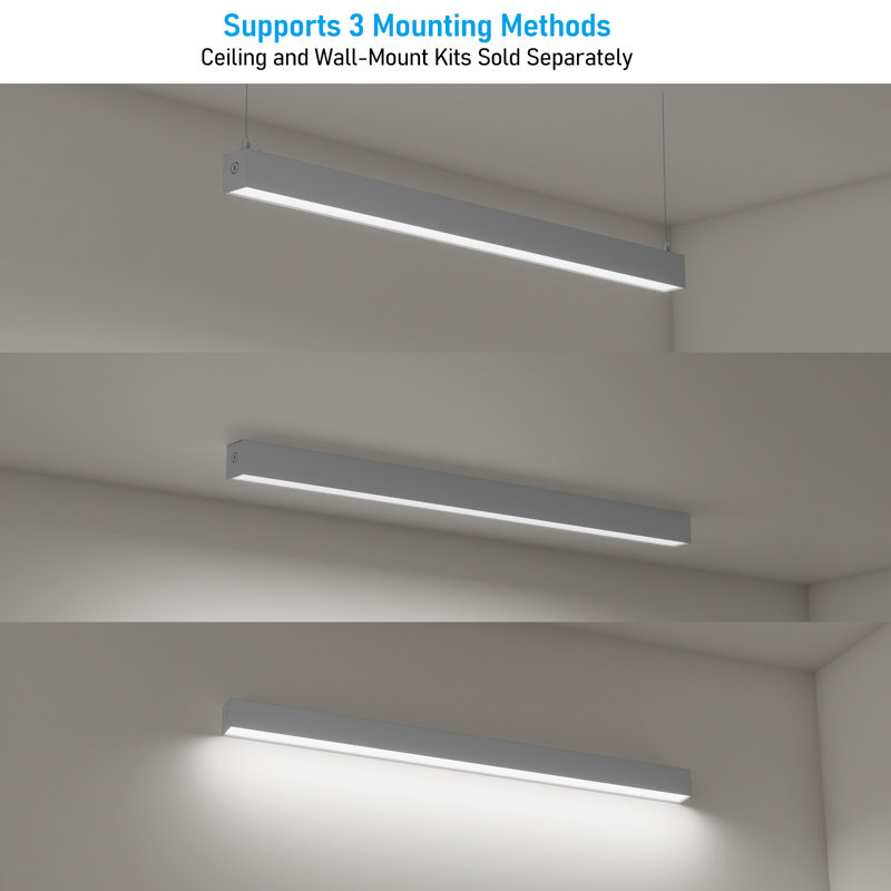 Commercial Grade 100-277V 4' LED Linkable Linear Lights, Dimmable 4600LM 40W, 3CCT, Silver