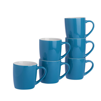 Argon Tableware - Mixed Coloured Coffee Mugs - 350ml - Pack of 6