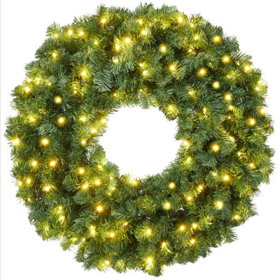 Couronne de Noël artificielle pré-illuminée de 91 cm (36 po) - Lumières blanches