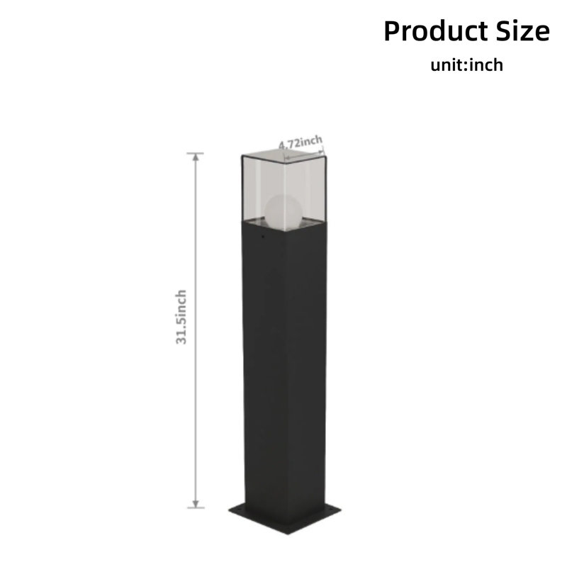 Bande d'éclairage urbain 31,5 pouces avec base pour ampoule E26 (ampoule non incluse), éclairage de voie d'éclairage moderne, câblé, noir