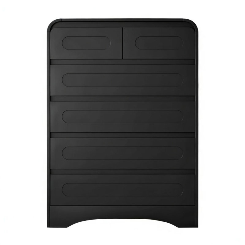 Commode 6 tiroirs Catoe, noire, Noir