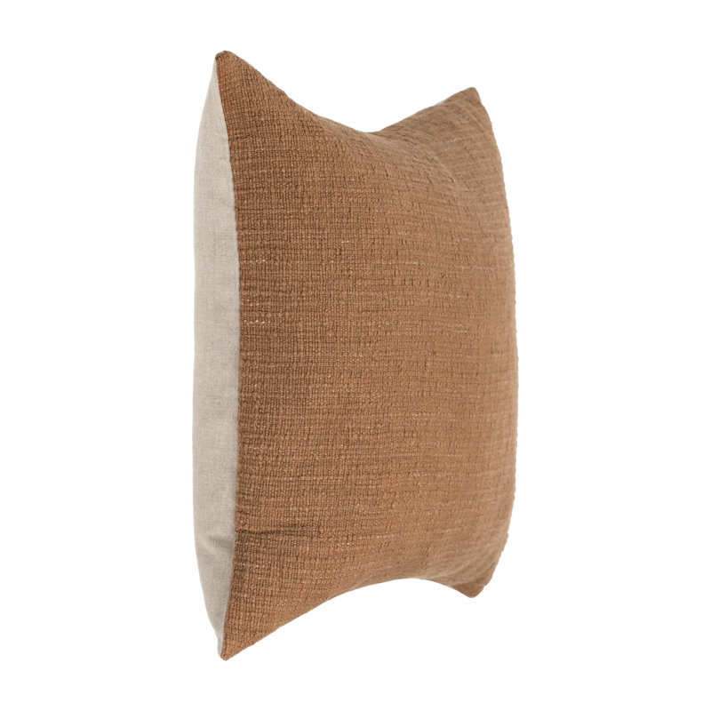 Coussin décoratif en mélange de lin Fable, Brun, Carré 22 po
