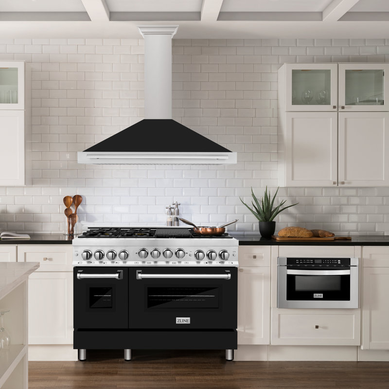 ZLINE Autograph Edition 48 in. Convertible Satin Steel Wall Hood, Black Matte