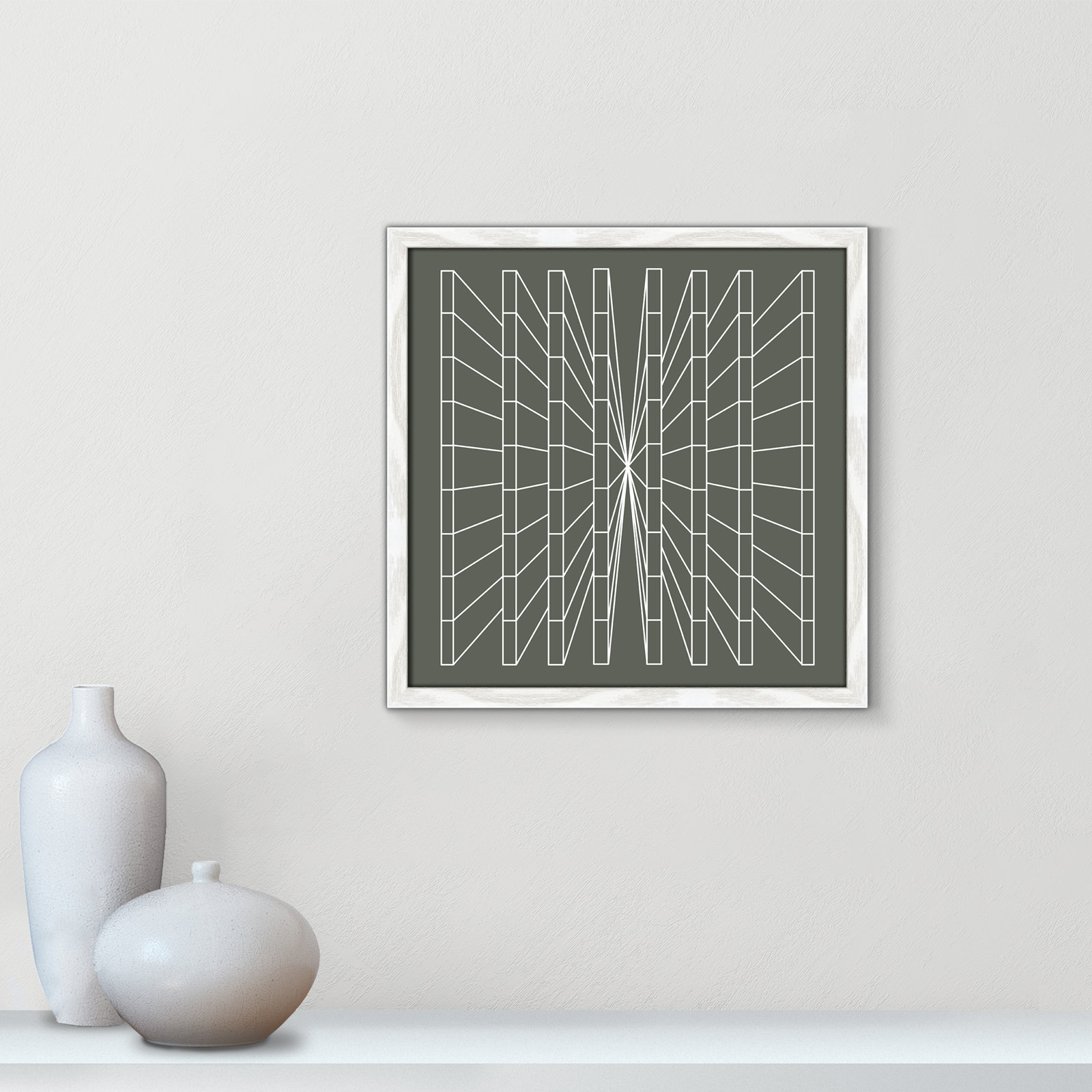 Olive Perspective by Sandi Hauanio, 17" H x 17" W x 0.75" D, White Wood Grain