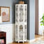 Vitrine blanche avec éclairage et tablettes réglables-1057090393