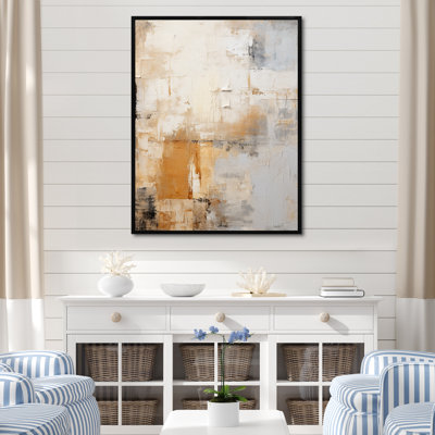 «Gold and Beige Soft Fusion - Abstract Collages», impressions d'art mural