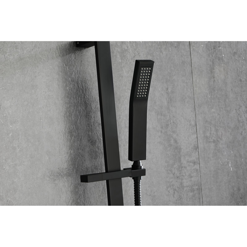 Stainless Steel Handheld Shower With 28-Inch Slide Bar And Matte Black Classic Style 59-Inch Hose Adjustable Height Head In