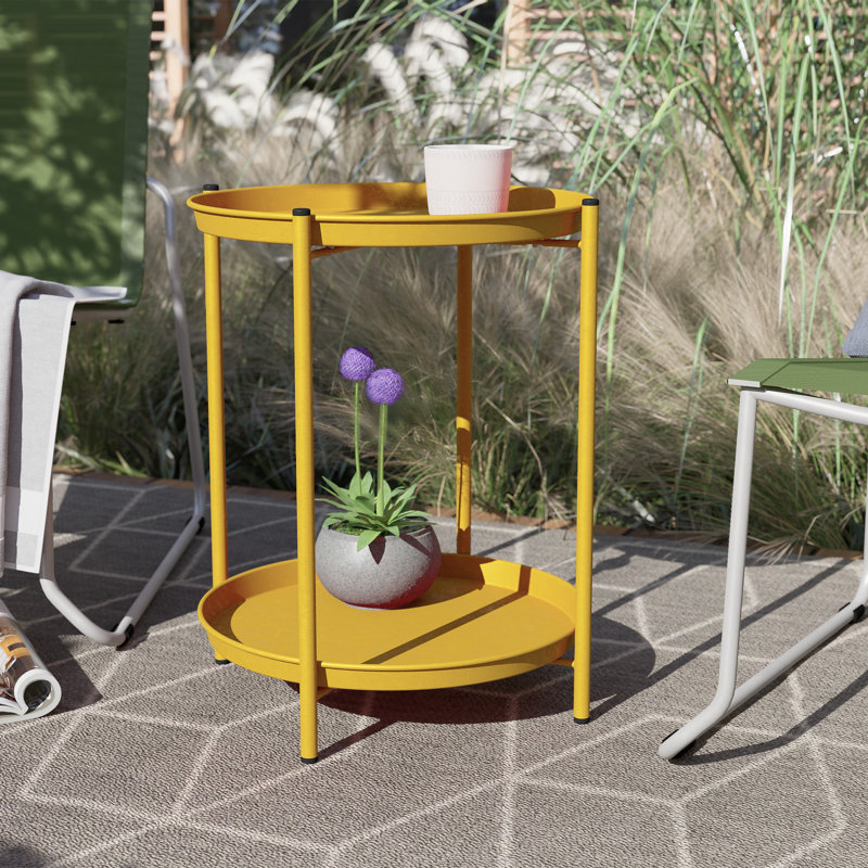 Caira Round Outdoor Side Table, Yellow