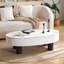 Table basse ovale avec plateau en faux marbre, table basse avec tiroir caché et espace de rangement, table basse