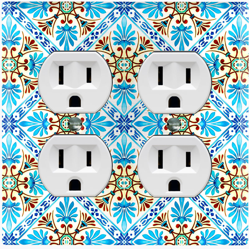 Plaque murale 2 prises doubles, Bleu clair