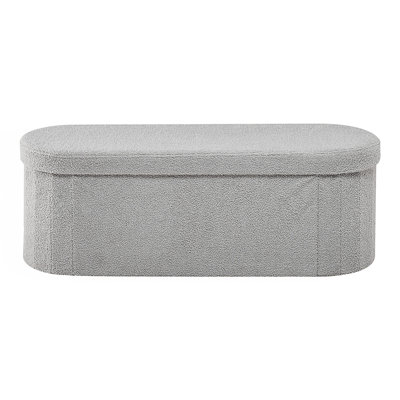 Oval Storage Ottoman Bench, Foldable End Of Bed Bench