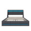 EU Double & King Ottoman Storage Bed With Dual LED Lights, Upholstered Bed Frame With Charging Port, Grey Linen-1947071662