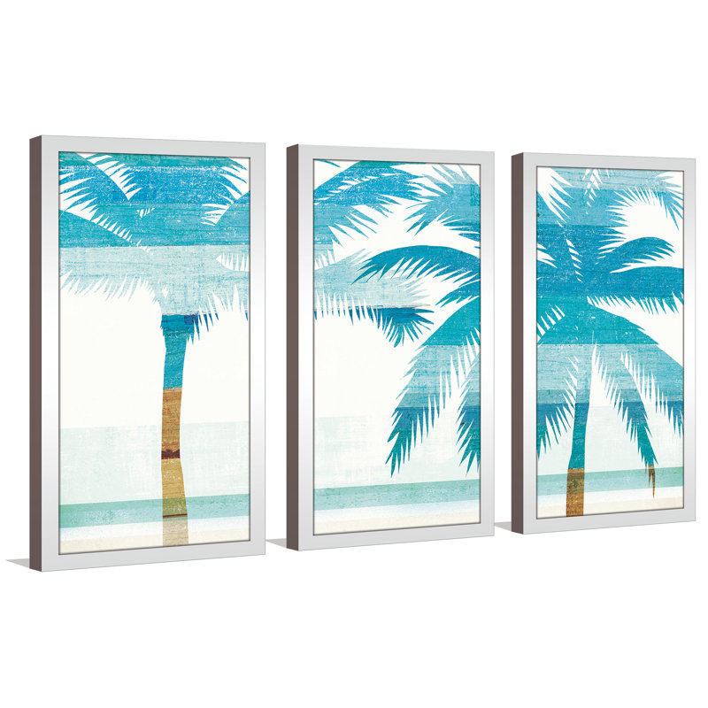 Impression de peinture à l’acrylique à multiples images sur l’acrylique beachscape Palms III, H 33,5 po x l 52,5 po x P 1 po