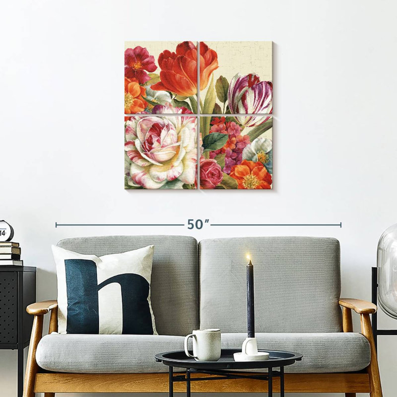 Fleurs avec vue sur le jardin, H 26 po x l 26 po