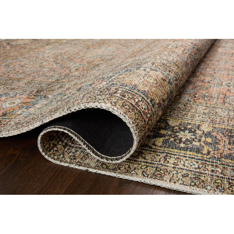 Adrian Terracotta and Charcoal Stain-Resistant Synthetic Rug