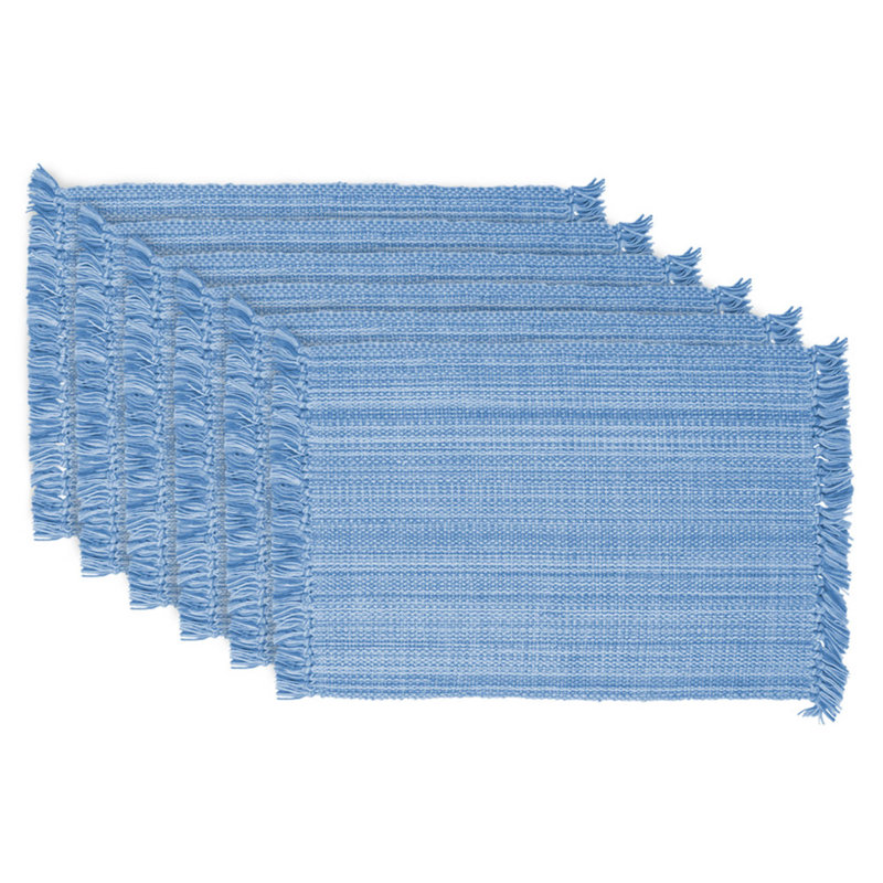 Ensemble de napperons en coton Wieland, Bleu clair, À rayures