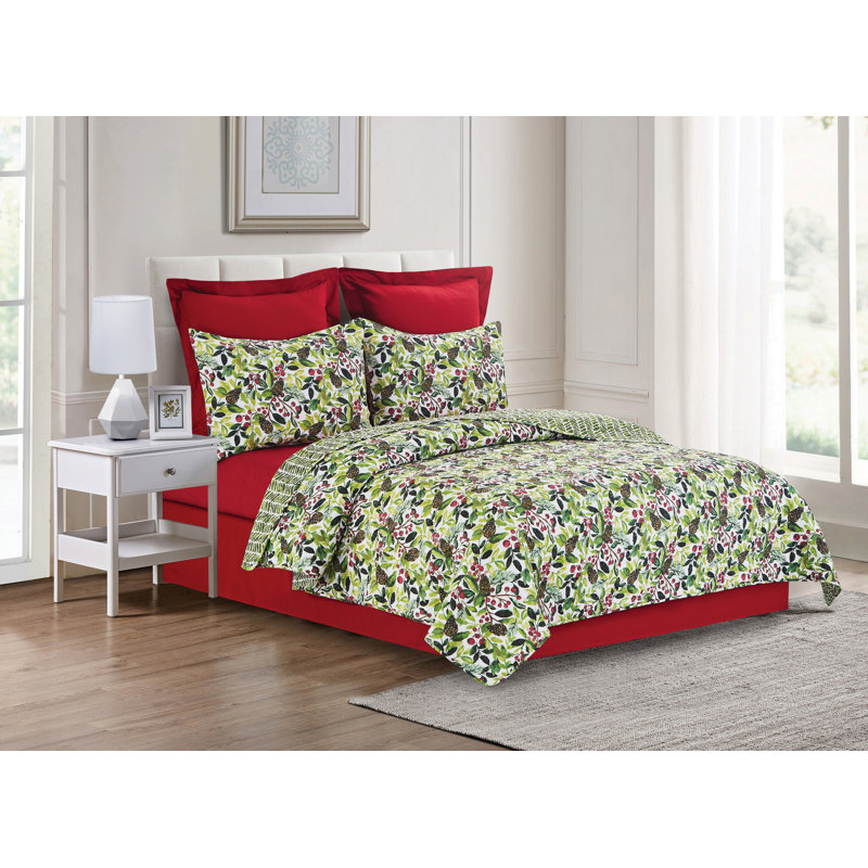 Tyson Pines Cotton Reversible Quilt Set, Queen Quilt + 2 Standard Pillow Shams