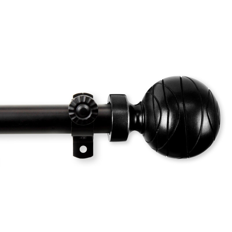 Tringle à rideaux simple réglable 0,81 po Katharina, Noir, H 2,5 po x l 168 po x P 2,3 po