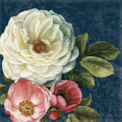 Floral damassé II sur indigo