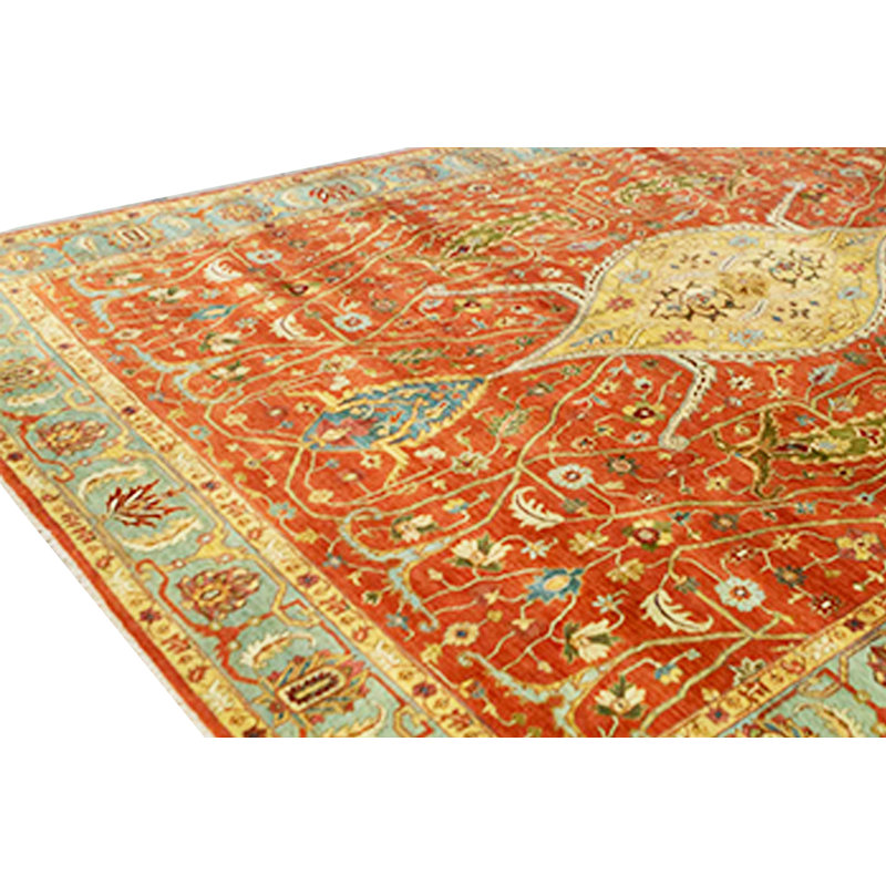 Lamani Wool Oriental Area Rug in Rust/Yellow/Blue