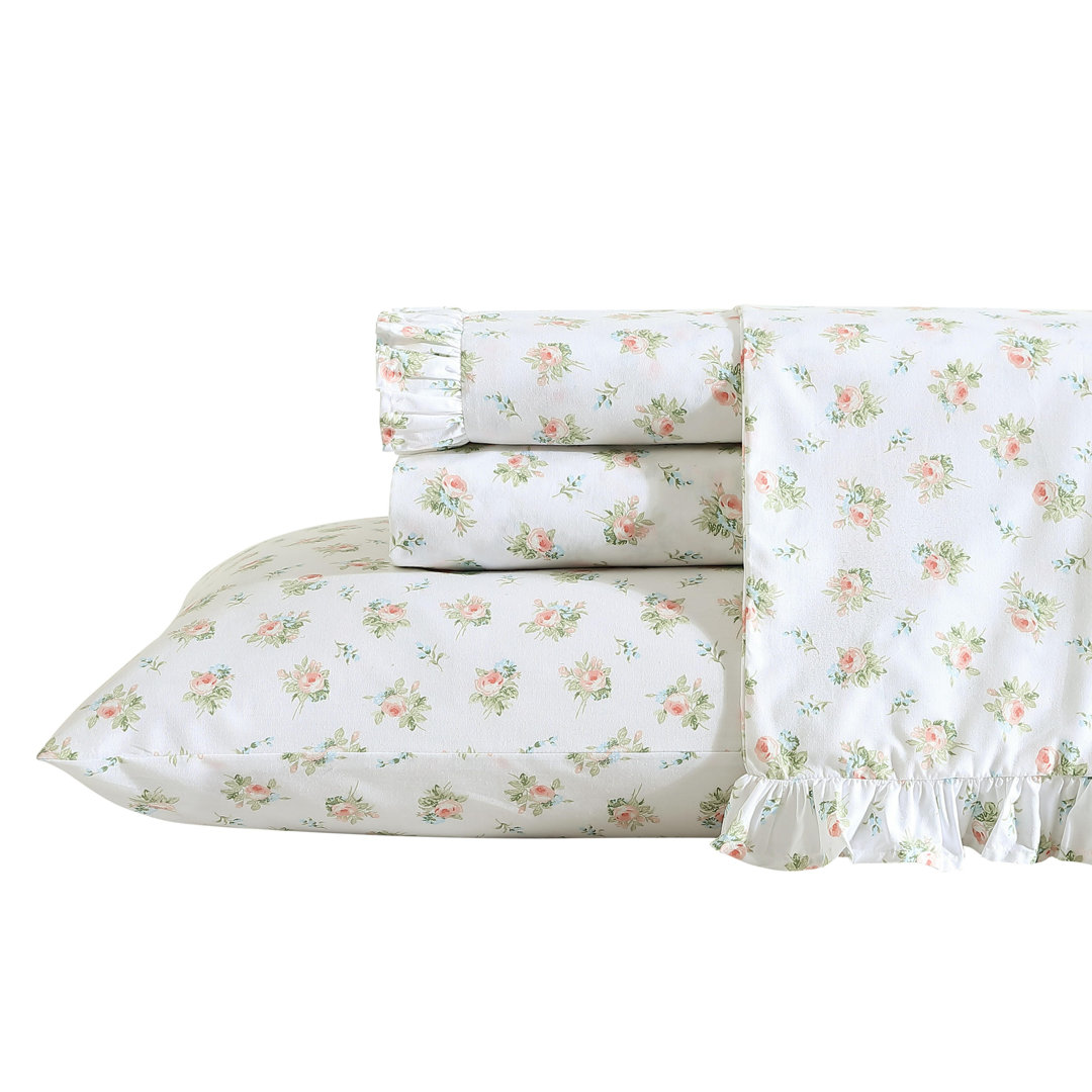 Laura Ashley Floral Ruffled Hem Cotton Sheet Sets Laura Ashley 