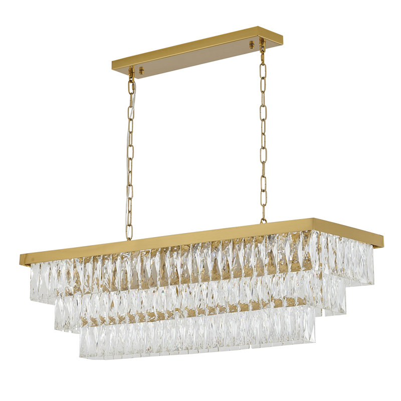 12-Light Brass Chandelier With Clear Crystals