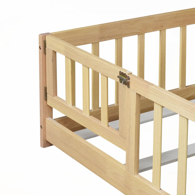 Lit en bois avec clôture, Naturel