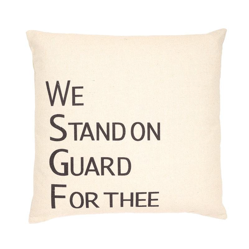 We Stand on Guard for Thee Throw Pillow, Black