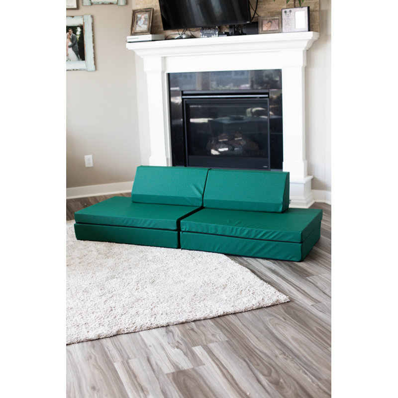 Blocksy Play Couch in Emerald Colored Enhanced Fabric Designed for Active and Imaginative Play, Enhanced Blocksy Emerald