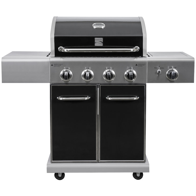 Kenmore 4-Burner Propane Gas Grill with Searing Side Burner, Black