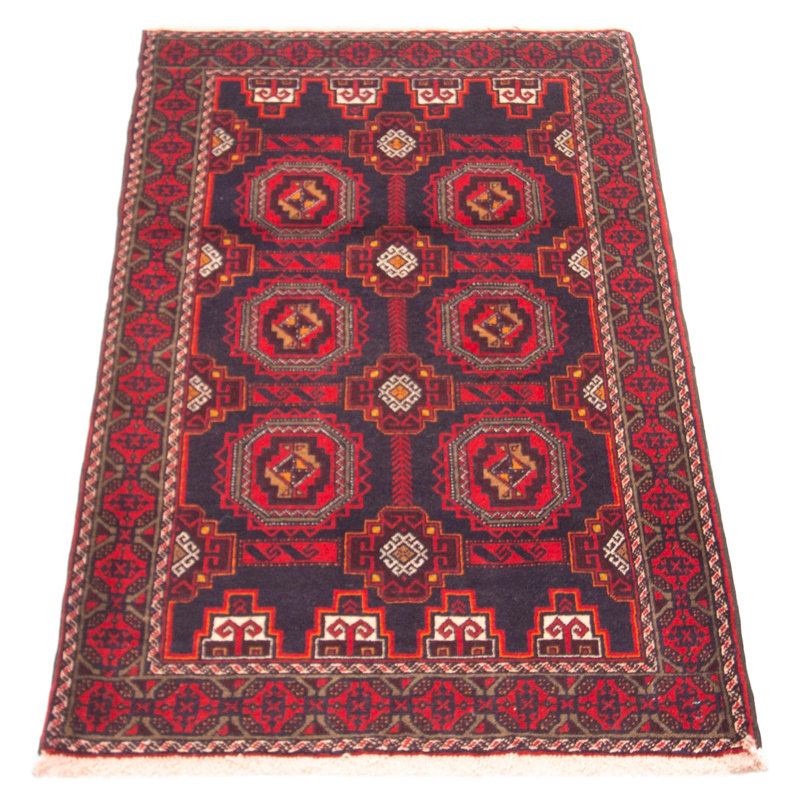 Tapis bleu marine en laine noué à la main de conception unique 3 pi 1 po x 5 pi 5 po nouvel âge Esbiorn