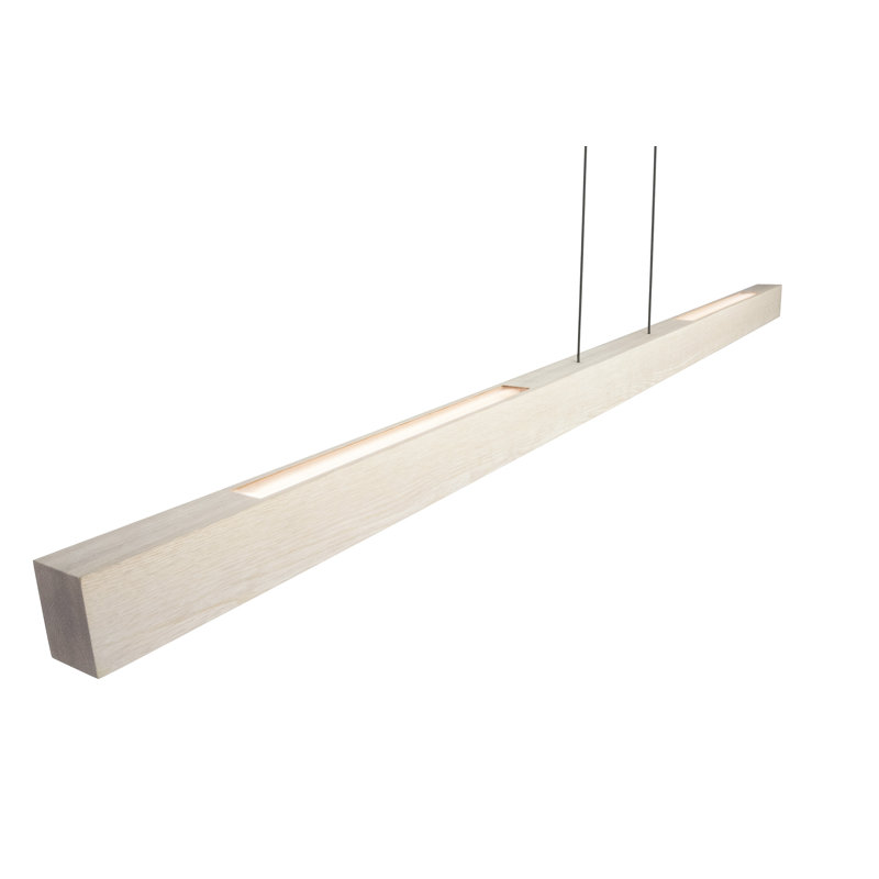 Una 3 - Light LED Kitchen Island Pendant - Uplight and Downlight, 4000K, White Washed Oak, 2.75" H x 66" W x 2" D