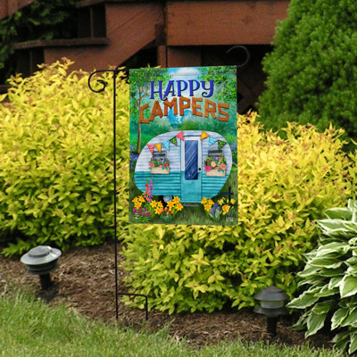 Drapeau de jardin printanier Happy Campers