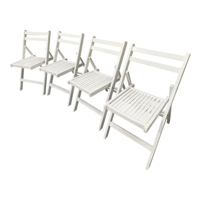 Furniture Slatted Wood Folding Special Event Chair, White, Set Of 4 Furniture Slatted Wood Folding Special Event Chair - Wood, Set of 4, FOLDING CHAIR