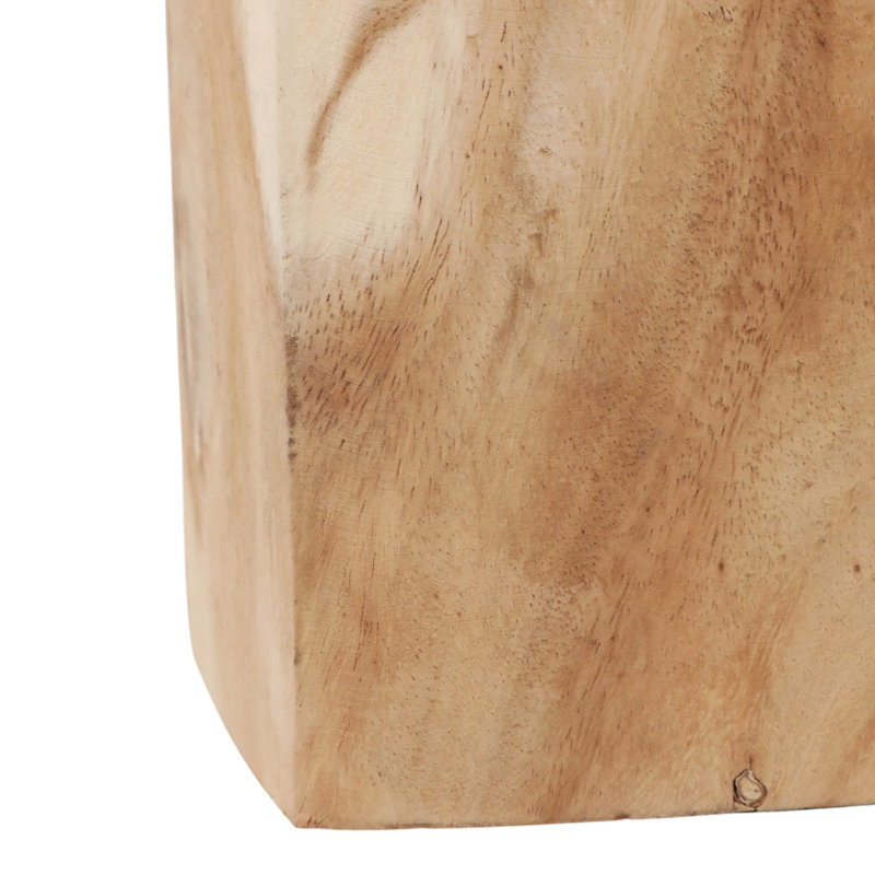Table d'appoint sculptée en forme de cœur en bois sculpté pour le salon - Table de bout naturelle étroite pour la maison ou le bureau - 18 po, brun clair et brun