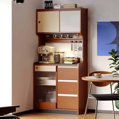 Retro Color Combination Multi-Functional Large Capacity Pantry Cabinet