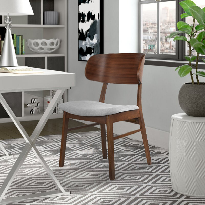 Hartzog Set of 2 Dining Chairs - Solid Wood Frame with Upholstered Fabric Seats - Open Back Kitchen & Dining Room Chairs, 2