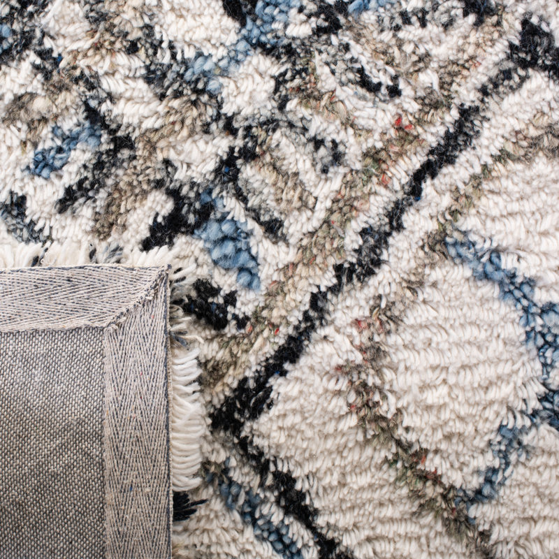 Powell Shag Hand Tufted Wool Southwestern Rug, Rectangle 4' x 6'