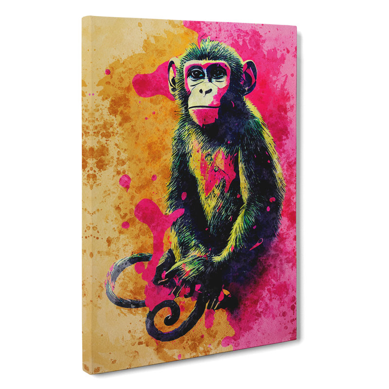 Paint Splash Monkey No.3 - Wrapped Canvas, 60cm H x 40cm W x 3cm D
